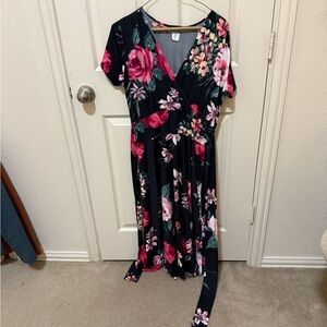 Karma Black and Pink Floral Maxi Dress